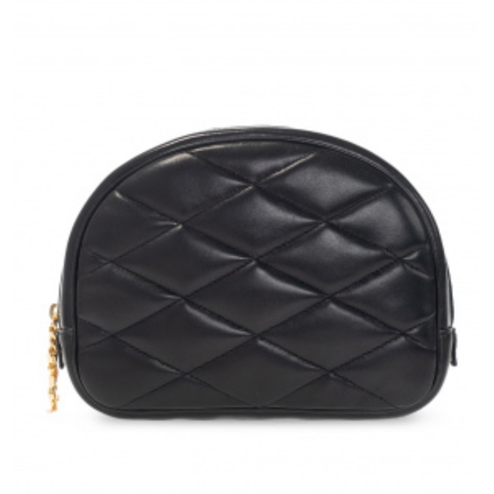 Yves Saint Laurent Black Cosmetic Bag with Quilted Design and Gold Zipper NWT!